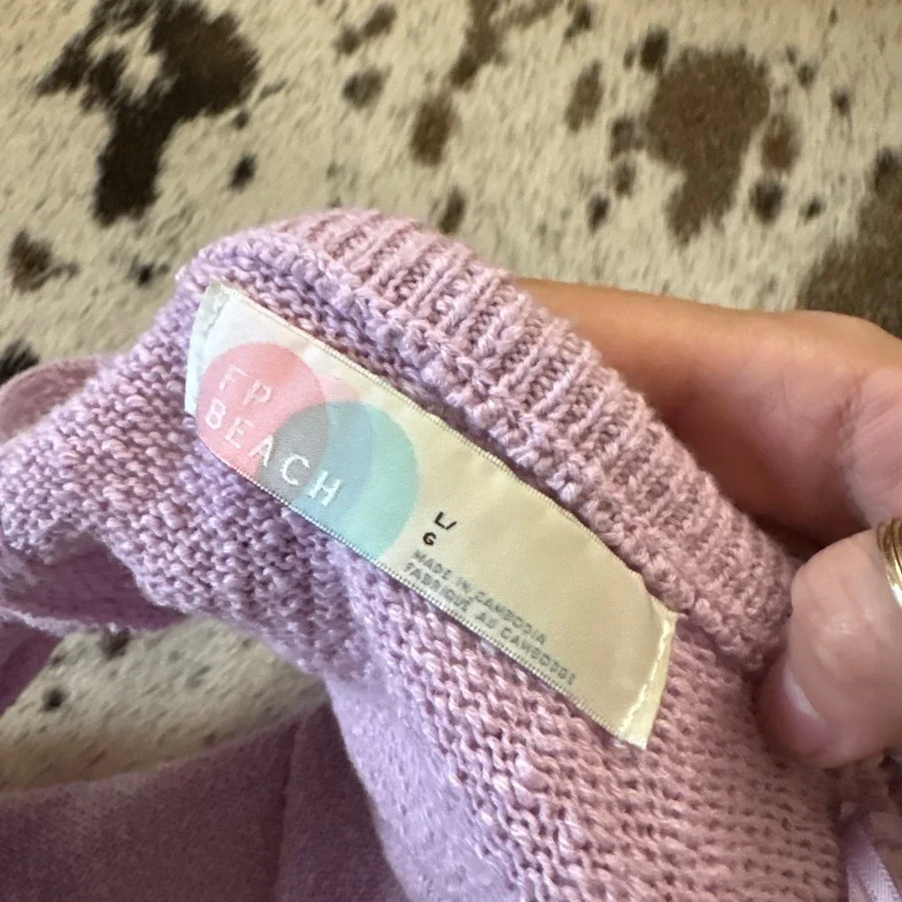 FREE PEOPLE BEACH Phia sweater set Blush Lilac Matching‎ Open Back Halter Size L
